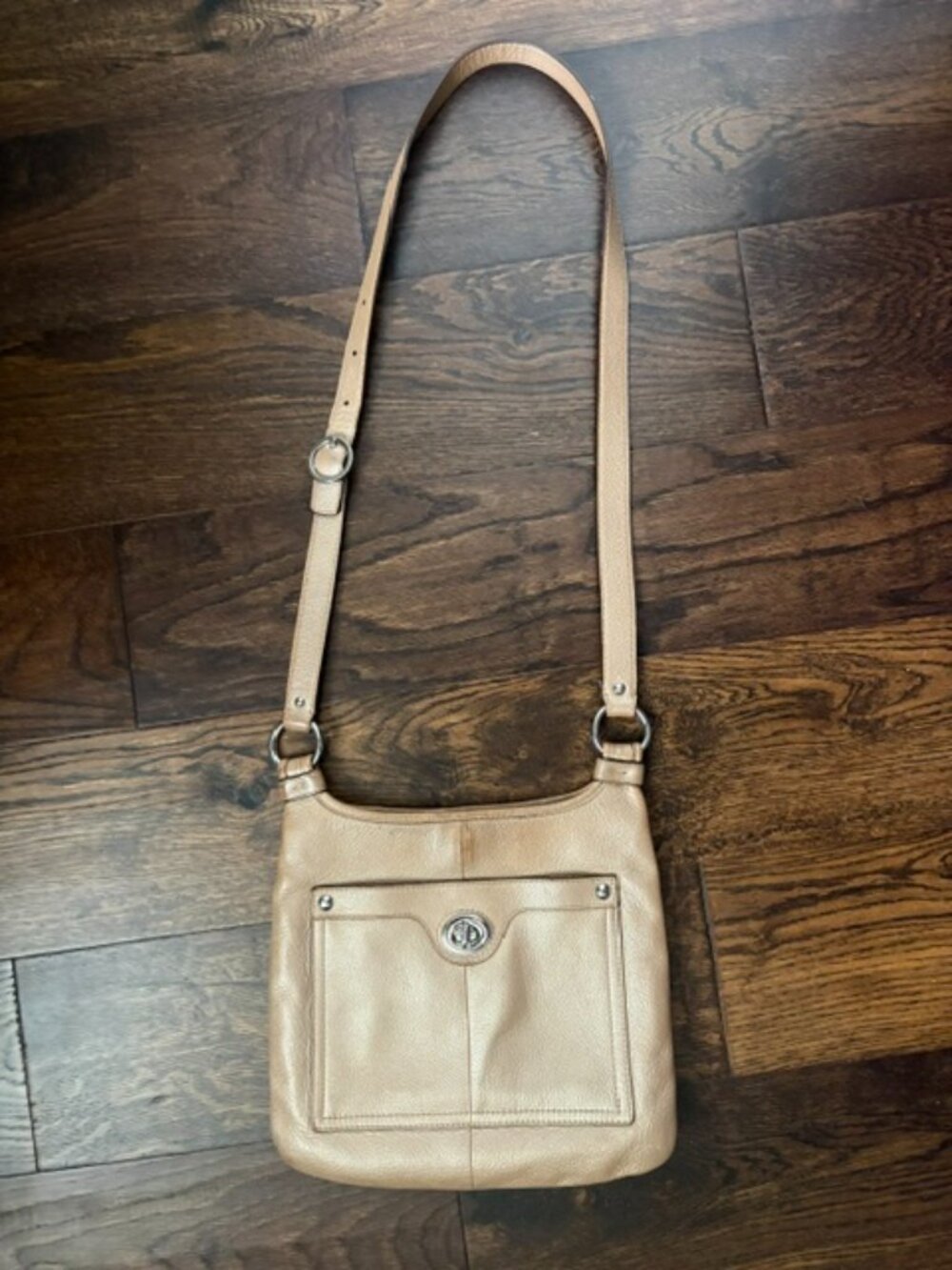 Coach Classic Gold Leather Crossbody Bag | Pebbled Leather | Adjustable Strap